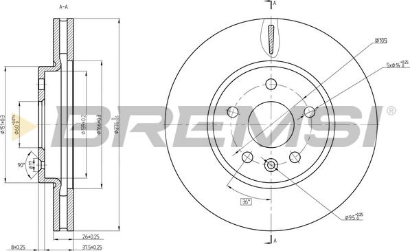 Bremsi CD8685V - Тормозной диск autosila-amz.com