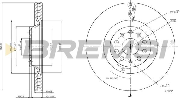 Bremsi CD8000V - Тормозной диск autosila-amz.com