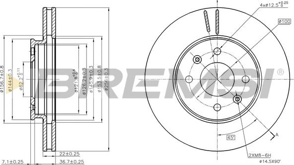 Bremsi CD8089V - Тормозной диск autosila-amz.com