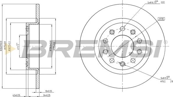 Bremsi CD8333S - Тормозной диск autosila-amz.com