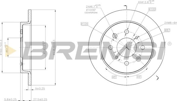 Bremsi CD8244S - Тормозной диск autosila-amz.com