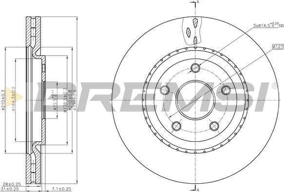 Bremsi CD8216V - Тормозной диск autosila-amz.com