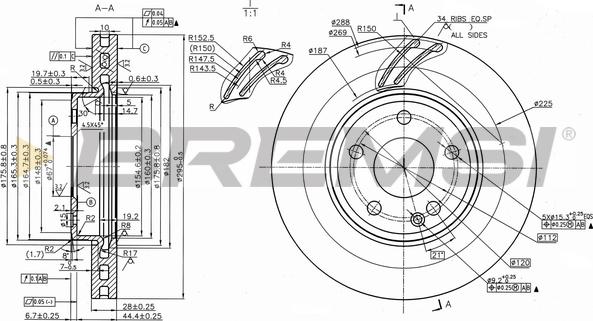 Bremsi CD8760V - Тормозной диск autosila-amz.com