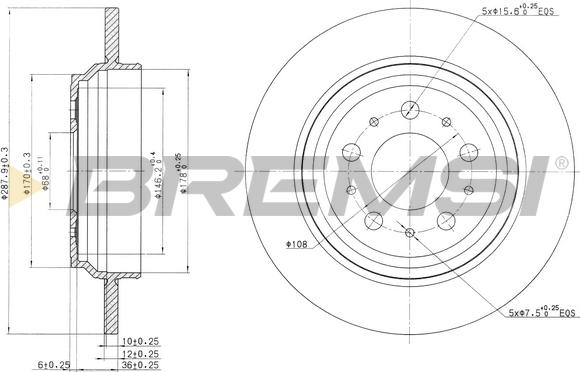 Bremsi CD7964S - Тормозной диск autosila-amz.com
