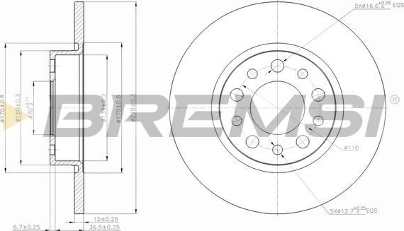 Bremsi CD7452S - Тормозной диск autosila-amz.com