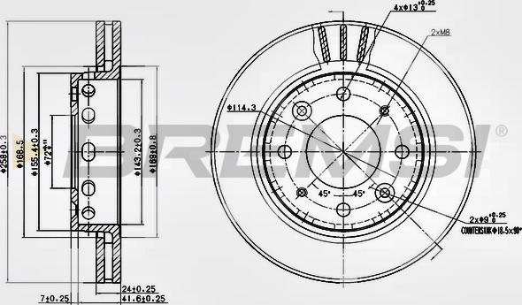 Bremsi CD7418V - Тормозной диск autosila-amz.com