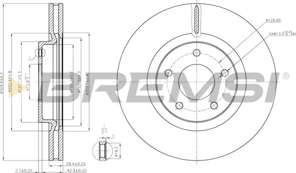 Bremsi CD7478V - Тормозной диск autosila-amz.com