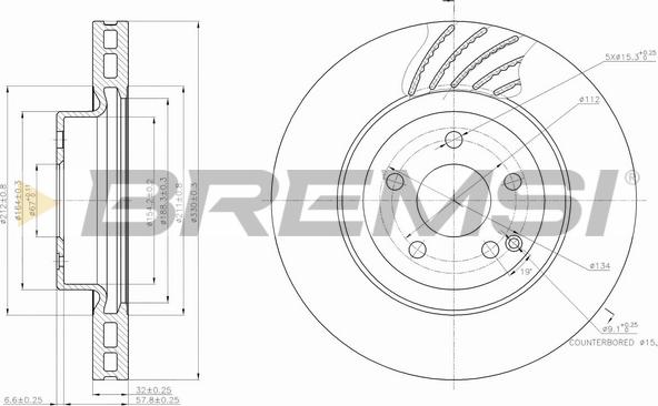 Bremsi CD7595V - Тормозной диск autosila-amz.com