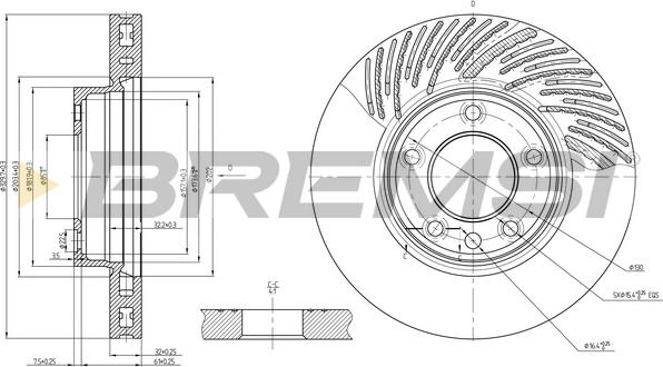 Bremsi CD7591VRD - Тормозной диск autosila-amz.com