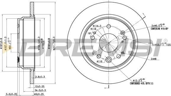 Bremsi CD7540S - Тормозной диск autosila-amz.com