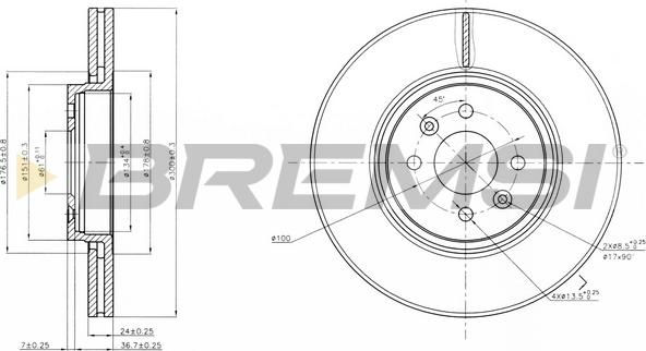 Bremsi CD7513V - Тормозной диск autosila-amz.com