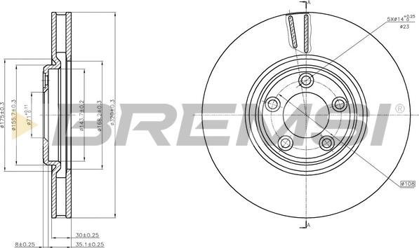 Bremsi CD7648V - Тормозной диск autosila-amz.com