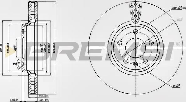 Bremsi CD7664V - Тормозной диск autosila-amz.com