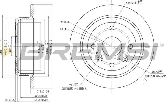 Bremsi CD7606S - Тормозной диск autosila-amz.com