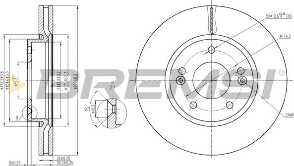 Bremsi CD7619V - Тормозной диск autosila-amz.com