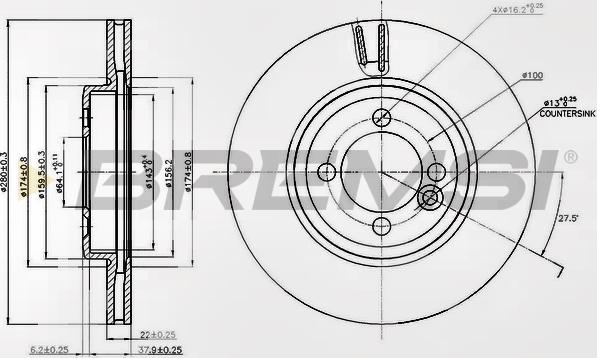 Bremsi CD7617V - Тормозной диск autosila-amz.com