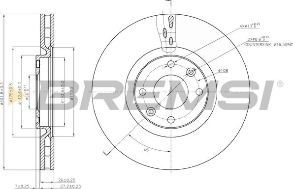 Bremsi CD7676V - Тормозной диск autosila-amz.com