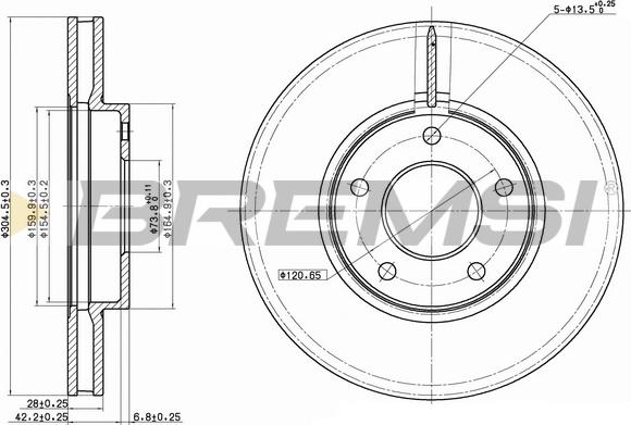 Bremsi CD7069V - Тормозной диск autosila-amz.com