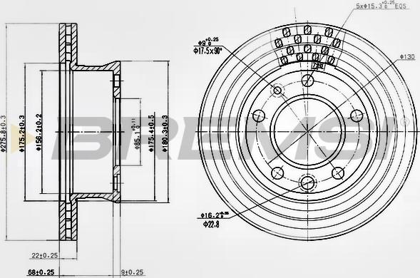 Bremsi CD7013V - Тормозной диск autosila-amz.com