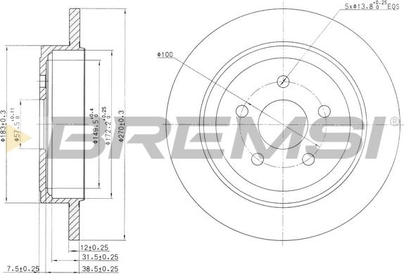 Bremsi CD7026S - Тормозной диск autosila-amz.com