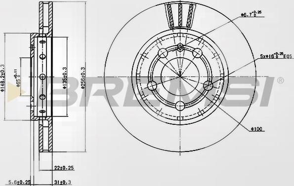 Bremsi CD7154V - Тормозной диск autosila-amz.com