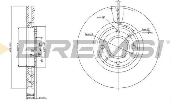 Bremsi CD7152V - Тормозной диск autosila-amz.com