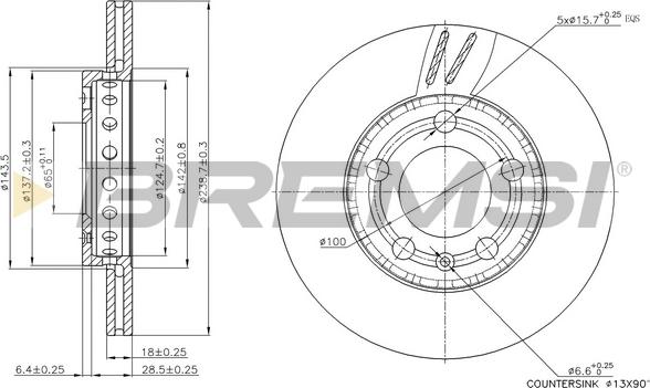 Bremsi CD7164V - Тормозной диск autosila-amz.com