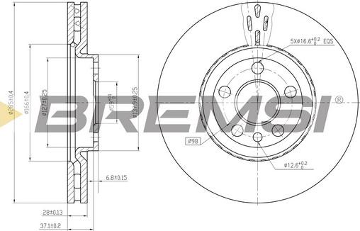 Bremsi CD7165V - Тормозной диск autosila-amz.com