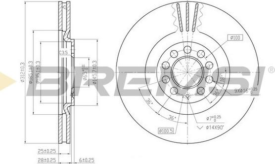 Bremsi CD7118V - Тормозной диск autosila-amz.com