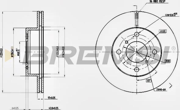 Bremsi CD7117V - Тормозной диск autosila-amz.com