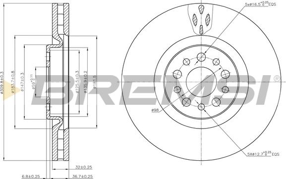 Bremsi CD7180V - Тормозной диск autosila-amz.com