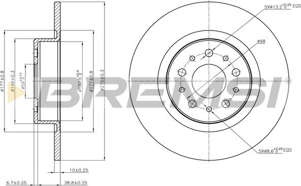 Bremsi CD7138S - Тормозной диск autosila-amz.com