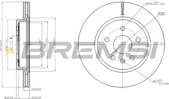 Bremsi CD7805V - Тормозной диск autosila-amz.com