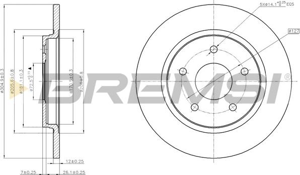 Bremsi CD7808S - Тормозной диск autosila-amz.com