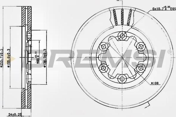 Bremsi CD7398V - Тормозной диск autosila-amz.com