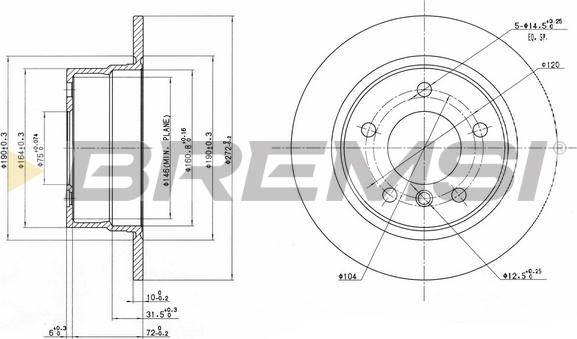 Bremsi CD7361S - Тормозной диск autosila-amz.com