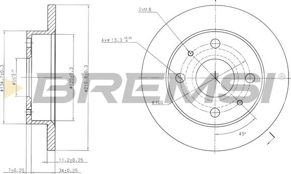Bremsi CD7302S - Тормозной диск autosila-amz.com