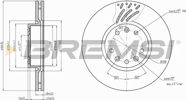 Bremsi CD7324V - Тормозной диск autosila-amz.com