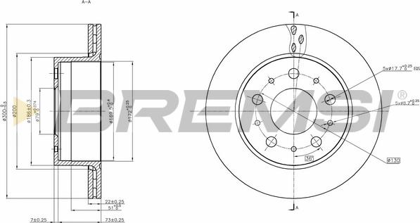 Bremsi CD7321V - Тормозной диск autosila-amz.com