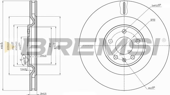 Bremsi CD7327V - Тормозной диск autosila-amz.com