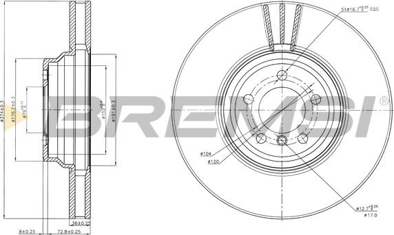 Bremsi CD7246V - Тормозной диск autosila-amz.com