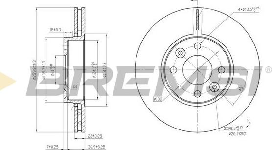 Bremsi CD7201V - Тормозной диск autosila-amz.com