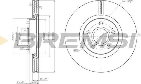 Bremsi CD7225V - Тормозной диск autosila-amz.com