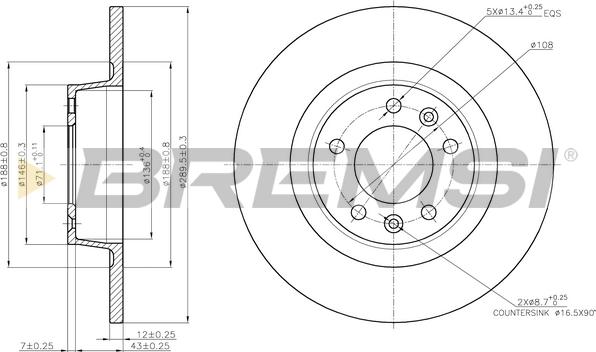 Bremsi CD7744S - Тормозной диск autosila-amz.com