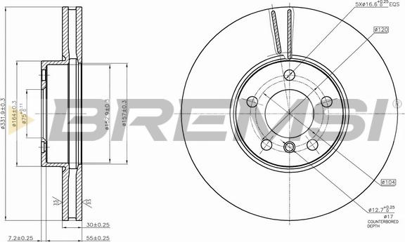 Bremsi CD7714V - Тормозной диск autosila-amz.com