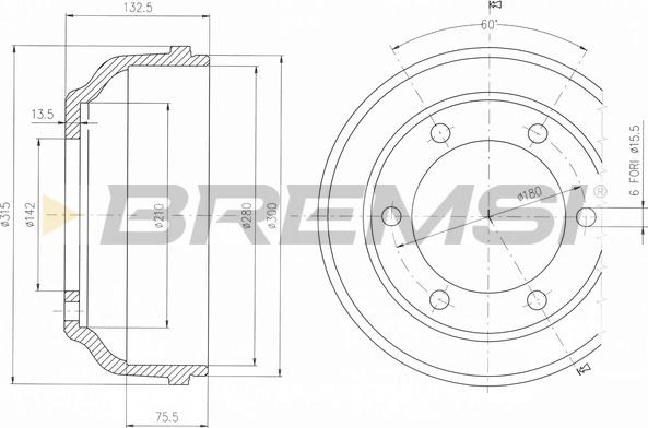 Bremsi CR5625 - Тормозной барабан autosila-amz.com