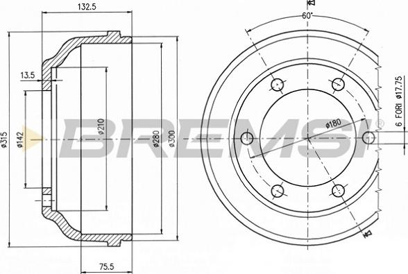 Bremsi CR5063 - Тормозной барабан autosila-amz.com