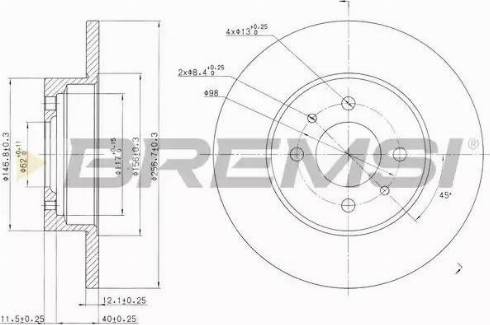 Bremsi DBA109S - Тормозной диск autosila-amz.com