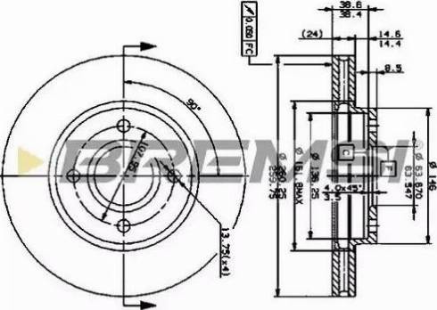 Bremsi DBA364V - Тормозной диск autosila-amz.com