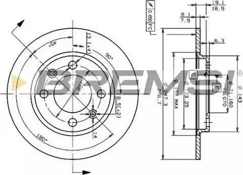 Bremsi DBA244S - Тормозной диск autosila-amz.com